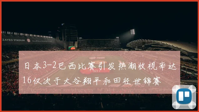 日本3-2巴西比赛引发热潮收视率达16仅次于大谷翔平和田径世锦赛